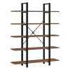 Βιβλιοθήκη Esthon pakoworld καρυδί-μαύρο μέταλλο 120x28x180εκ 197-000228