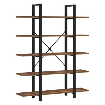 Βιβλιοθήκη Esthon pakoworld καρυδί-μαύρο μέταλλο 120x28x180εκ 197-000228