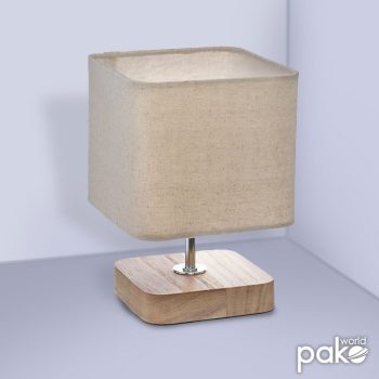 Alternative view of Επιτραπέζιο φωτιστικό Sand  Ε14 ξύλινο μεταλλικό φυσικό-εκρού 15x15x21εκ