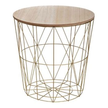 Τραπέζι σαλονιού Kumi pakoworld oak-χρυσό Φ41x40εκ 199-000175