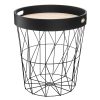 Τραπέζι σαλονιού Kumi pakoworld μαύρο-oak 35x37.7εκ 199-000176