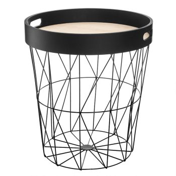 Τραπέζι σαλονιού Kumi pakoworld μαύρο-oak 35x37.7εκ 199-000176