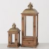 ΦΑΝΑΡΙ Set/2 ΚΑΦΕ ΞΥΛΟ ME ΧΡΥΣΟ ΜΕΤΑΛΛΟ Angeli L17-23 W17-23 H38-70cm 20-23-554