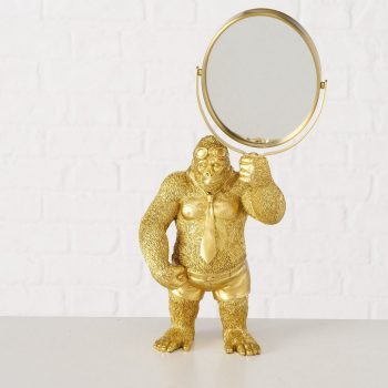 ΚΑΘΡΕΠΤΗΣ ΒΑΣΗ ΓΟΡΙΛΑΣ ΧΡΥΣΟ Greggy  H30cm Polyresin 20-23-900