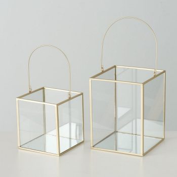 ΚΗΡΟΠΗΓΙΟ ΓΥΑΛΙΝΟ Set/2 Malta H14-19 cm ΧΡΥΣΟ ΤΕΤΡΑΓΩΝΟ ΜΕΤΑΛΛΟ 20-25-007