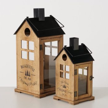 ΦΑΝΑΡΙ Set/2 ΣΠΙΤΙ ΞΥΛΟ ΜΕΤΑΛΛΙΚΗ ΜΑΥΡΗ ΣΚΕΠΗ Farmer Indoor H37-54cm W18-24cm 20-25-281
