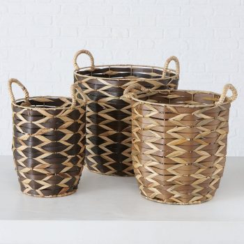 ΚΑΛΑΘΙ Lindos Set/3 ΣΤΡΟΓΓΥΛΟ ΦΥΣΙΚΟ/ΜΠΕΖ/ΚΑΦΕ  H33-39cm D26-42cm Seagrass 20-96-547