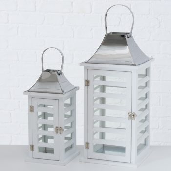 ΦΑΝΑΡΙ Homer Set/2 ΛΕΥΚΟ/ΙΝΟΧ H32-45cm W15-21cm ΞΥΛΟ/ΜΕΤΑΛΛΟ 20-96-552