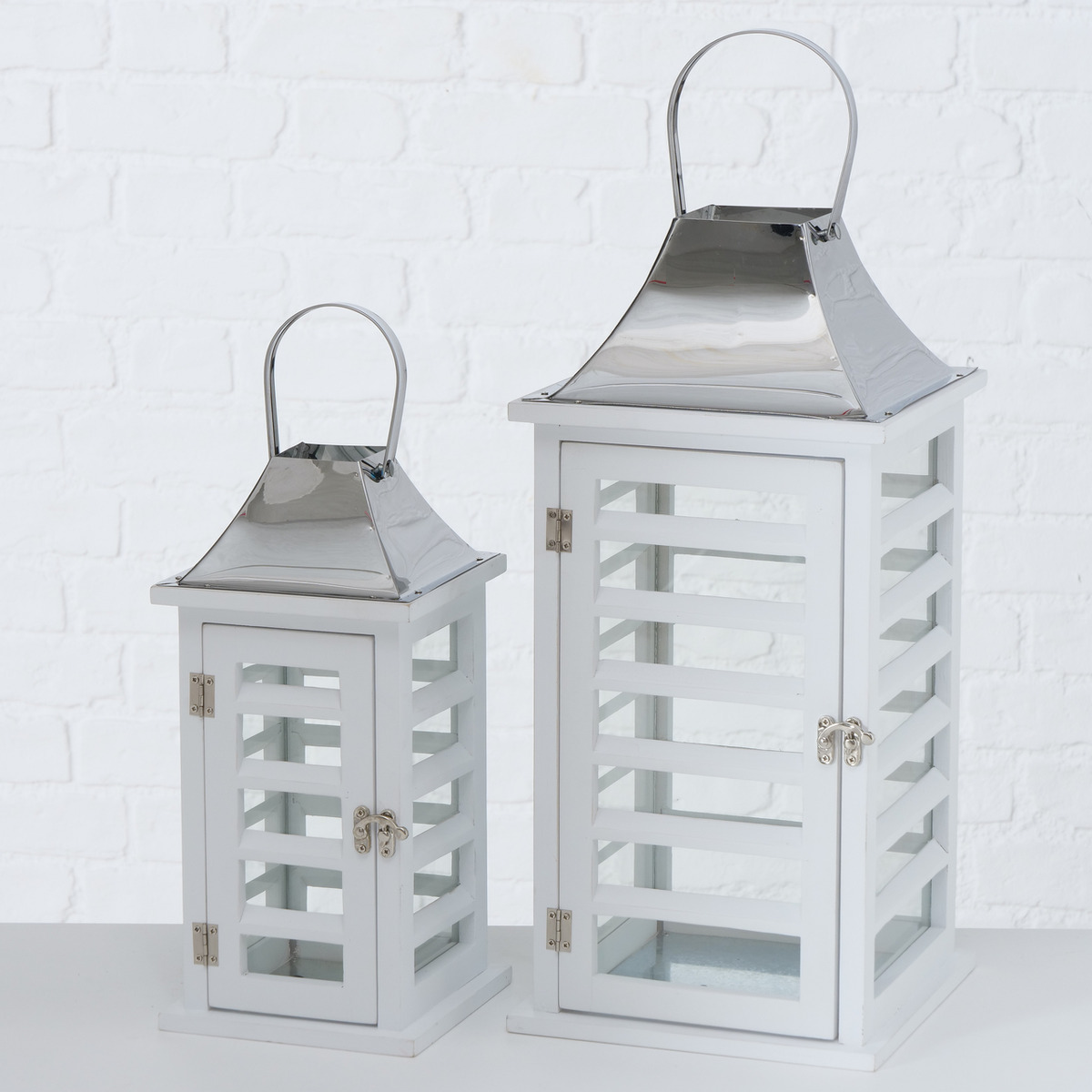 ΦΑΝΑΡΙ Homer Set/2 ΛΕΥΚΟ/ΙΝΟΧ H32-45cm W15-21cm ΞΥΛΟ/ΜΕΤΑΛΛΟ 20-96-552