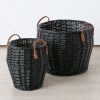 ΚΑΛΑΘΙ SET/2 ΡΑΤΤΑΝ ΜΑΥΡΟ  ΜΕ ΔΕΡΜ ΧΕΡΟΥΛΙ Karen  H38-42cm