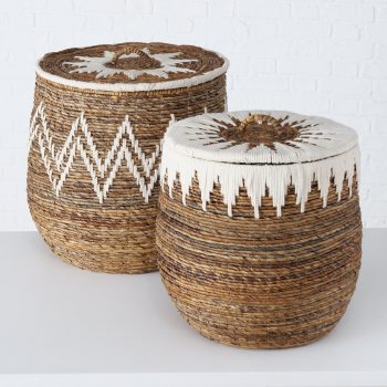 ΚΑΛΑΘΙ SET/2 ΡΑΤΤΑΝ ΜΕ ΚΑΠΑΚΙ ΒΟΗΟ Marai  H50-56cm D45-52cm 20-96-790