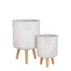 ΚΑΣΠΩ ΤΡΙΠΟΔΟ set/2 ΣΧΕΔΙΟ ΦΥΛΛΟ off white ΚΕΡΑΜΙΚΟ - h47xd30cm 20-99-154