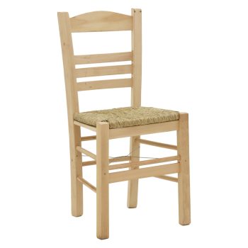 Καρέκλα καφενείου με ψάθα Ronson-Charchie pakoworld άβαφο ξύλο 42x40x89εκ 200-000740
