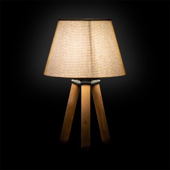 Alternative view of Επιτραπέζιο φωτιστικό PWL-1071  Ε27 μπεζ καφέ-καρυδί Φ22x32εκ
