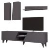 Σύνθετο σαλονιού Nasir pakoworld ανθρακί 180x35x47εκ 214-000017