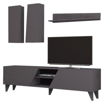 Σύνθετο σαλονιού Nasir pakoworld ανθρακί 180x35x47εκ 214-000017