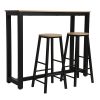 Σετ τραπέζι μπαρ Marle pakoworld 3τμχ sonoma-μαύρο πόδι 120x40x100εκ 225-000015