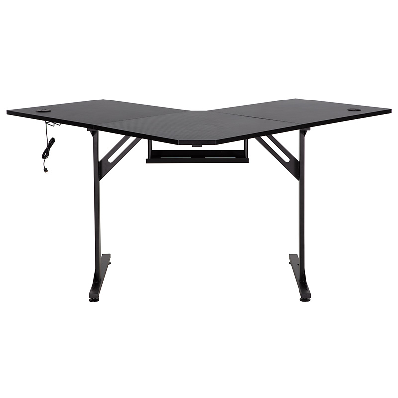Γωνιακό γραφείο gaming Braxton μαύρο 120x120x76εκ - Image 2