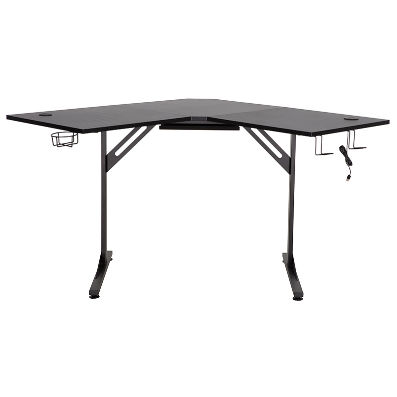 Γωνιακό γραφείο gaming Braxton pakoworld μαύρο 120x120x76εκ 225-000016