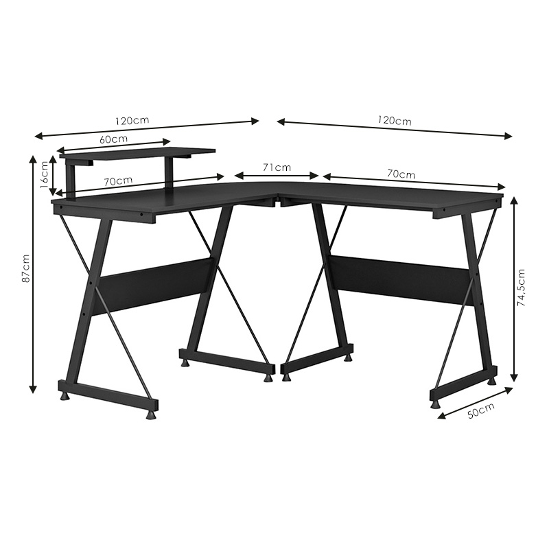 Γραφείο Gaming γωνιακό Arien μαύρο 120x120x87εκ - Image 5