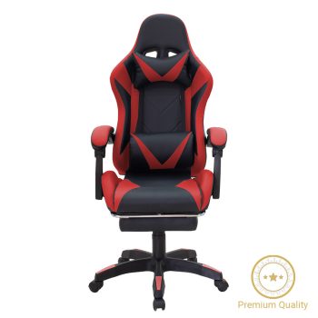 Καρέκλα γραφείου gaming με υποπόδιο Moza pakoworld PU μαύρο-κόκκινο 232-000003
