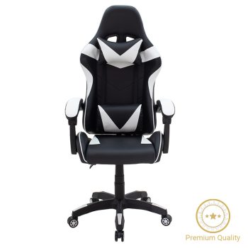 Καρέκλα γραφείου gaming Leoni pakoworld PU μαύρο-λευκό 232-000005