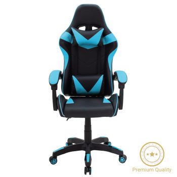 Καρέκλα γραφείου gaming Leoni pakoworld PU μαύρο-μπλε 232-000006
