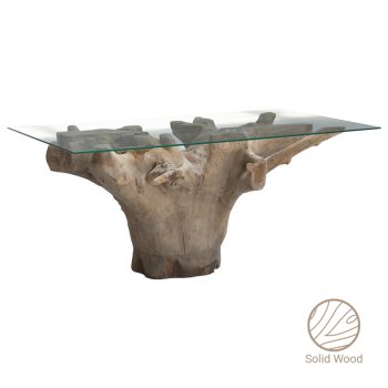 Τραπέζι σαλονιού Reef pakoworld γυαλί 6mm tempered-χειροποίητo μασίφ ξύλο φυσικό 100x70x51εκ 238-000009