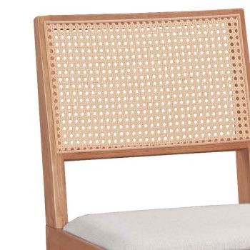 Alternative view of Καρέκλα Winslow  ξύλο rubberwood ανοικτό καρυδί-pvc rattan φυσικό-ύφασμα γκρι