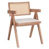 Πολυθρόνα Winslow pakoworld ξύλο rubberwood ανοικτό καρυδί-pvc rattan φυσικό-ύφασμα γκρι 247-000004