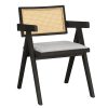 Πολυθρόνα Winslow pakoworld ξύλο rubberwood μαύρο-pvc rattan φυσικό-ύφασμα γκρι 247-000005