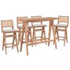 Τραπεζαρία μπαρ Winslow pakoworld σετ 5τεμ ξύλο rubberwood ανοιχτό καρυδί 120x45x100εκ 247-000015