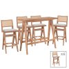 Τραπεζαρία μπαρ Winslow pakoworld σετ 7τεμ ξύλο rubberwood ανοιχτό καρυδί 120x45x100εκ 247-000016