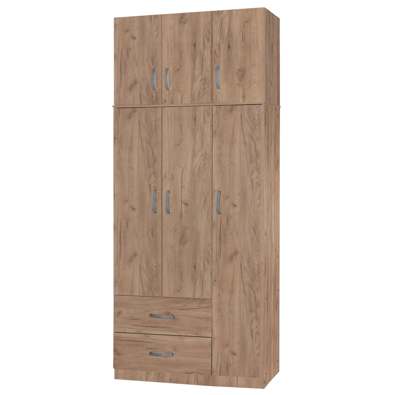 Ντουλάπα τρίφυλλη και πατάρι Zelia pakoworld φυσικό 90x42x240εκ. 249-000048