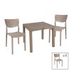 Τραπεζαρία κήπου Explore-Ignite pakoworld σετ 5τεμ PP cappuccino 90x90x73