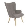 Πολυθρόνα Fluffy pakoworld ύφασμα γκρι-πόδι rubberwood φυσικό 75x69x96εκ 255-000019
