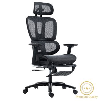 Καρέκλα γραφείου διευθυντή με υποπόδιο Verdant pakoworld Premium Quality mesh χρώμα μαύρο 256-000001