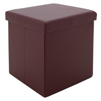 Σκαμπό-μπαούλο Crystal pakoworld pu σκούρο καφέ 38x38x38εκ 257-000011