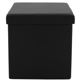 Alternative view of Σκαμπό-μπαούλο Crystal  pu μαύρο 38x38x38εκ