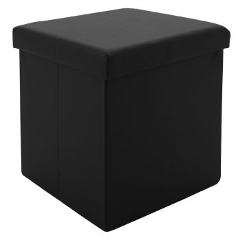 Σκαμπό-μπαούλο Crystal pakoworld pu μαύρο 38x38x38εκ 257-000012