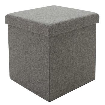 Σκαμπό-μπαούλο Crystal pakoworld ύφασμα γκρι 38x38x38εκ 257-000013