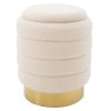 Σκαμπό-μπαούλο Dazzle pakoworld μπουκλέ cream-χρυσό Φ36x44εκ 257-000014