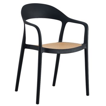 Πολυθρόνα Ember pakoworld με UV protection PP μπεζ-μαύρο 52.5x56.5x81εκ. 262-000006