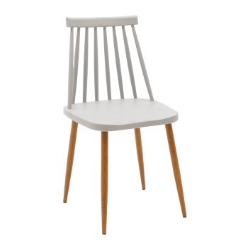 Καρέκλα Aurora pakoworld PP γκρι-φυσικό πόδι 43x48x79εκ. 262-000015