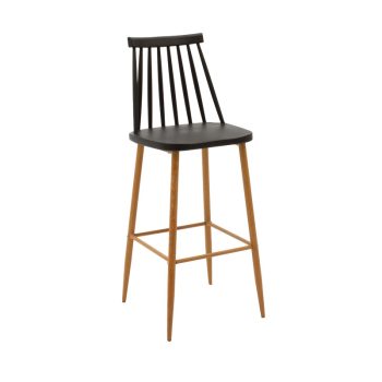 Σκαμπό μπαρ Aurora pakoworld PP μαύρο-φυσικό πόδι 42x49x109εκ 262-000018