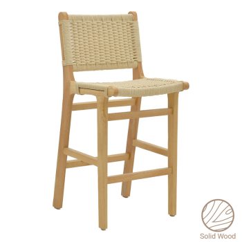 Σκαμπό μπαρ Julien pakoworld rubberwood φυσικό-έδρα φυσικό σχοινί 45x46x95εκ 263-000008