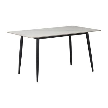 Τραπέζι Gustas pakoworld λευκό μαρμάρου sintered stone-μαύρο μέταλλο 120x60x75εκ 278-000001
