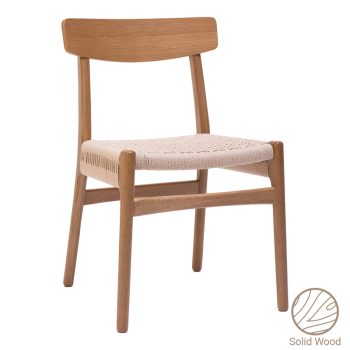 Καρέκλα Safal pakoworld oak δρυς ξύλο-έδρα εκρού σχοινί 51x50x78εκ 281-000003
