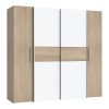 Ντουλάπα ρούχων Closet pakoworld τετράφυλλη sonoma oak-λευκό μελαμίνης 200x61.5x190.5εκ 318-000002