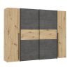 Ντουλάπα ρούχων Verzo pakoworld τετράφυλλη oak-ανθρακί μελαμίνης 270.5x61x210.5εκ 318-000005